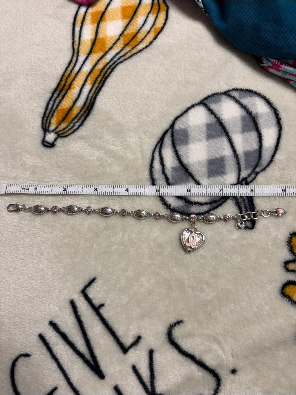 Brighton Breast Cancer Ribbon Heart Charm Bracelet -
